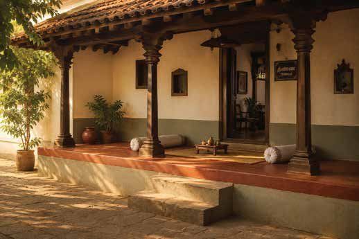 The thinnai – raised verandah at the entrance (artist's impression)